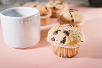 Close-up of homemade cupcake with chocolate shavings