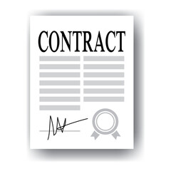 contract paper with stamp and signature, vector illustration 