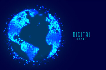 digital particle glowing earth planet technology background