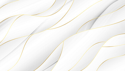 Fließender weißer und goldener wellenförmiger Hintergrund im 3D-Stil