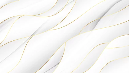 Fotobehang Hal 3D-stijl vloeiende witte en gouden golvende achtergrond