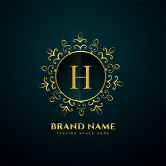 luxury letter H oranmental golden logo concept design