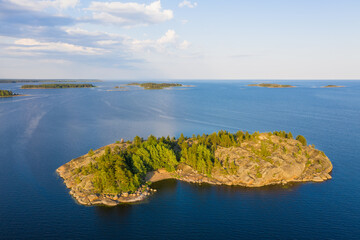 Island in Gulf of Finland aerial view. Baltic sea