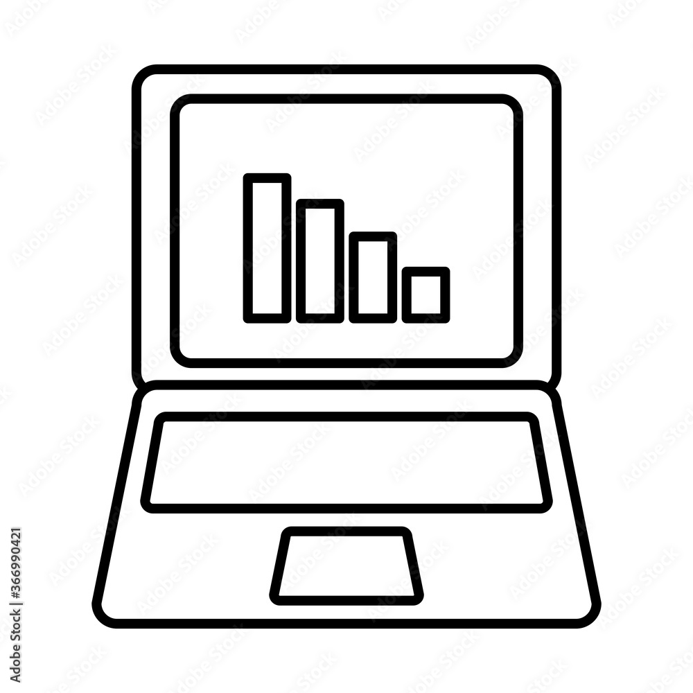 Canvas Prints laptop computer with graphic chart icon, line style