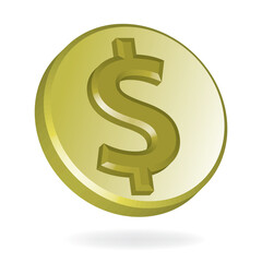 gold dollar sign coin icon, vector illustration 