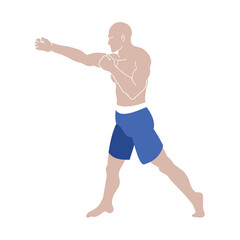 Obraz premium fighting man in sportswear, boxer, karate, vector illustration 