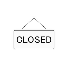 Closed sign symbol. Vector close icon isolated on white. Business concept for closed services, businesses and sites illustration