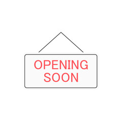 Opening soon sign symbol. Vector opening soon icon isolated on white. 