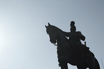 Greece, Athens, February 4 2020 - View of the statue of the General and Greek hero Theodoros Kolokotronis.