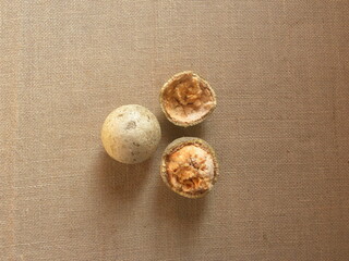 Whole and broken Wood apple or Aegle marmelos fruits