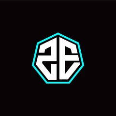 Z E initials modern polygon logo template