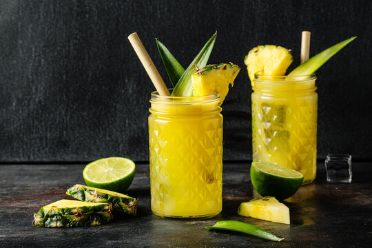 Freshmade cocktail with pineapple and lime