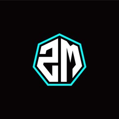 Z M initials modern polygon logo template