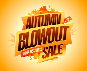 Autumn blowout sale, mega discounts, banner design