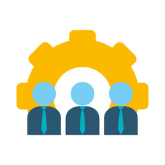 avatar businesspeople and gear wheel icon, flat style