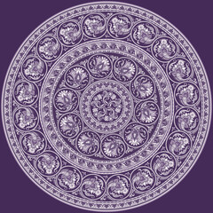 Vector ethnic round ornamental illustration.