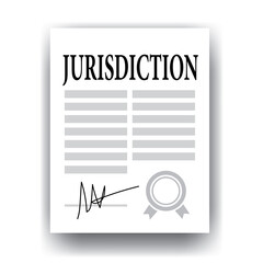 jurisdiction paper, legal term, vector illustration  - obrazy, fototapety, plakaty