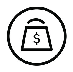 Shopping bag in a circle icon