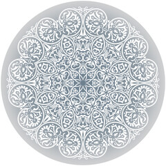 Vector white ethnic round ornamental illustration.