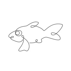 Drawing a fish in the style of linear art. Vector logo with an image of an animal. Stock image. Stylish, abstract print