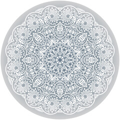 Vector white ethnic round ornamental illustration.