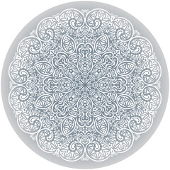 Vector white ethnic round ornamental illustration.