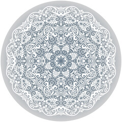 Vector white ethnic round ornamental illustration.