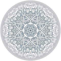 Vector white ethnic round ornamental illustration.