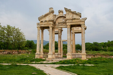 Fototapeta na wymiar Tetrapylon Gate of Aphrodisias ancient city, Turkey