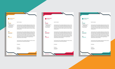Professional And Modern Business Style, Flat Letterhead Design Template Vector.	