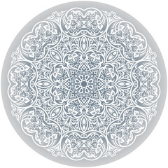 Vector white ethnic round ornamental illustration.