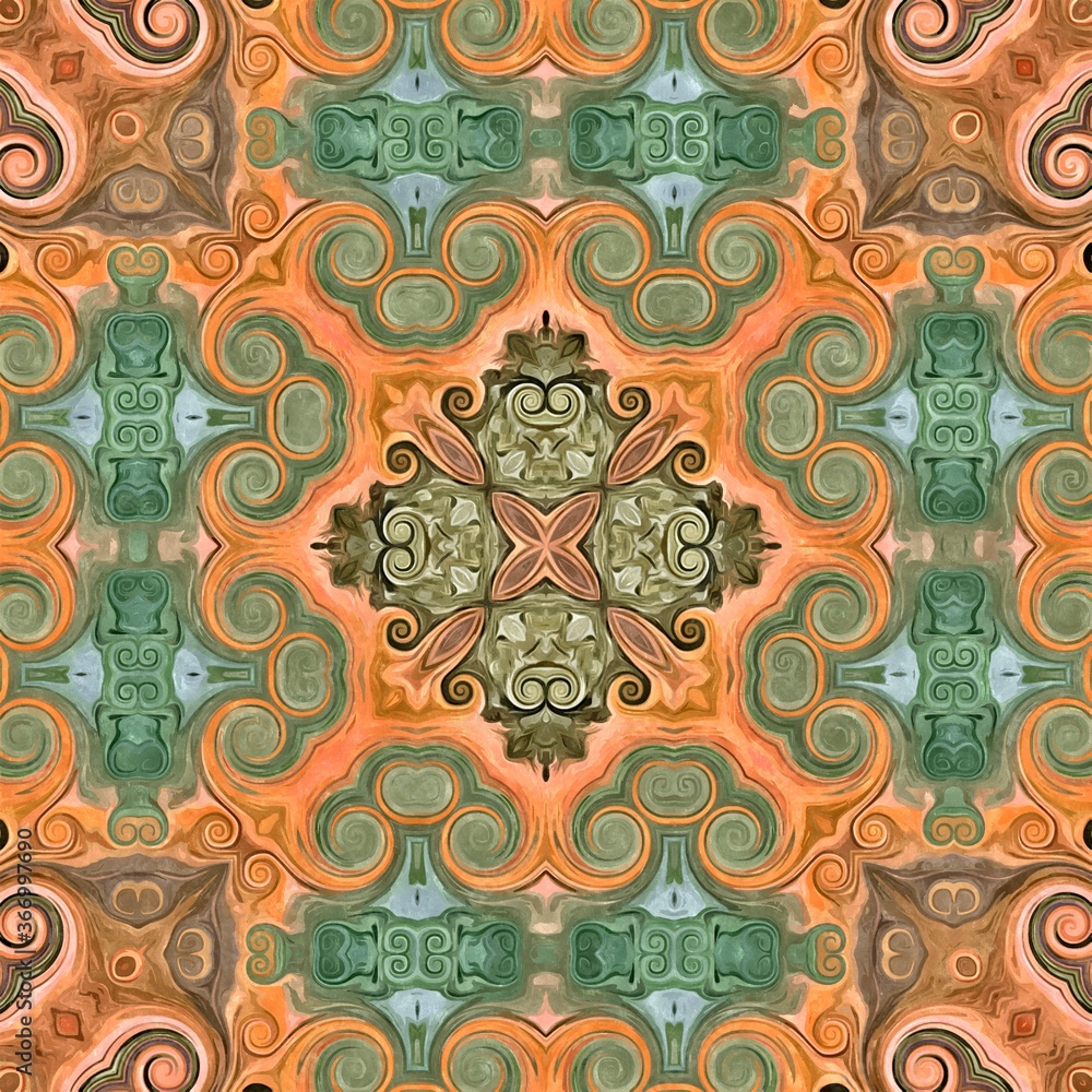 Poster abstract decorative multicolor texture kaleidoscopic pattern computer generated fractal design.