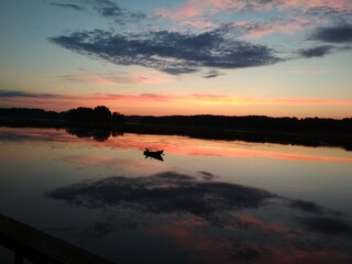 Fototapeta premium sunset over lake