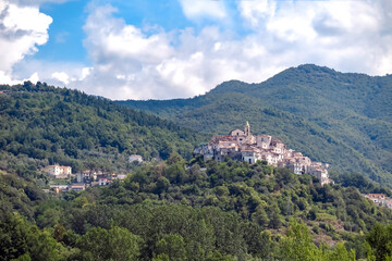 Fototapeta na wymiar Italian medieval town on top of the mountains, commune of Ailano, Campania region, province of Caserta, Italy