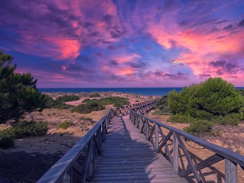 The gateway to the beach of La Barrosa, Cadiz, Spain.