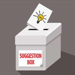 suggestion box with idea on paper, vector illustration