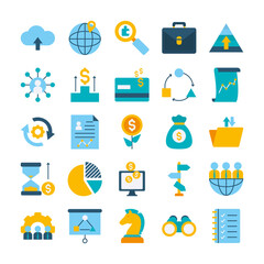 portfolio and strategy icon set, flat style