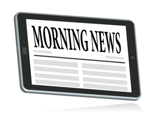 morning news papers on tablet computer, vector illustration
