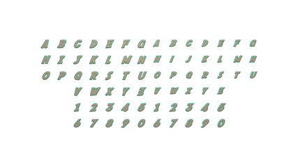 Full set of English letters in 3D illustrations separated to two sides for matching perspectives, lightings and shadows for realistic combinations on white background