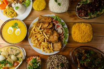 beef stew with rice and vegetables