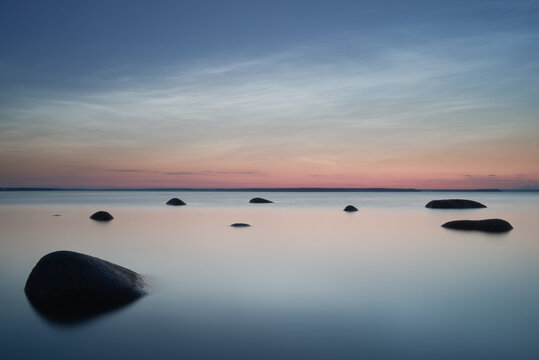 Noctilucent clouds over the Gulf of Finland. Long exposure.