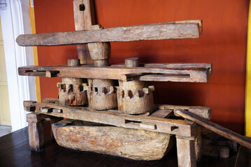 vintage wooden sugarcane press