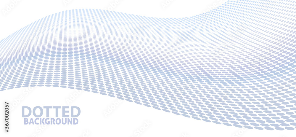 Poster Gray dotted wave with halftone effect. Vector graphics