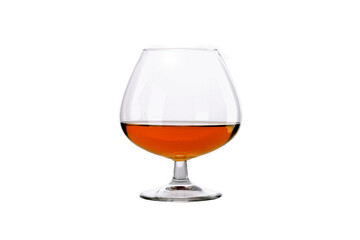 ball glass of French expensive cognac isolated on white background