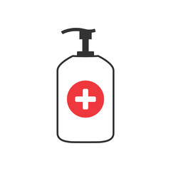First Aid Emergency Disinfectant Icon, Hand Sanitizer Bottle, Hospital First Aid Kit Vector Illustration Background