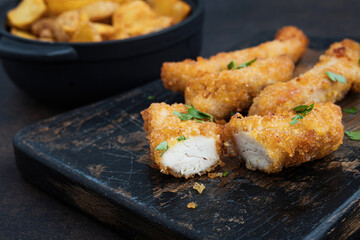 Fast food fried crispy and chicken legs