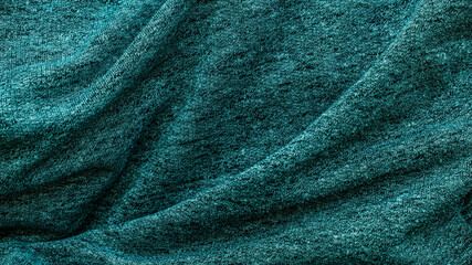 crinkled green cotton fabric. background