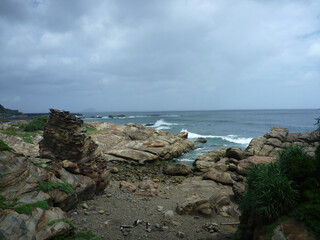 Fototapeta na wymiar Cloudy view of the famous Nanya Rock