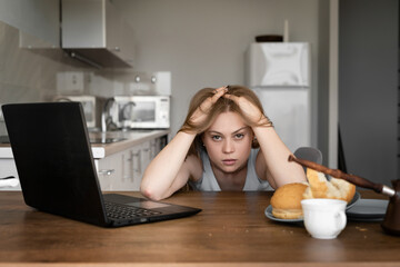 depression in a woman working remotely at home