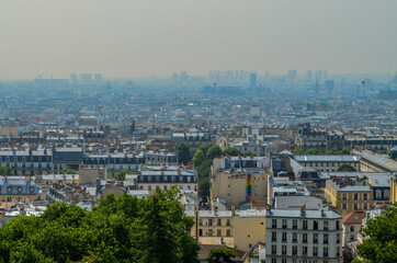 Fototapeta na wymiar Panorama of Paris with modern district La Defense on the deep.
